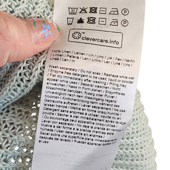 Part Two Etrona Linen Knit Blue Long Sleeve Sweater Sz L - Picture 7 of 8